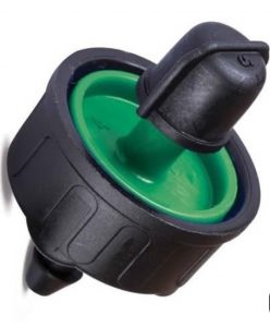 قطره چکان یورودریپ eurodrip رنگ سبز دارای دبی خروجی 24 لیتر در ساعت می باشد، و به دلیل پرتاب آب معمولا باید با کلاهک استفاده شود.